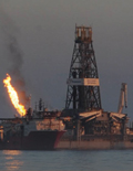 Oil rig on fire